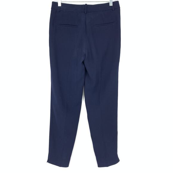 J. Crew Pants Collection Women's Size 0 Cropped Trouser Navy Blue Crepe - Picture 2 of 6